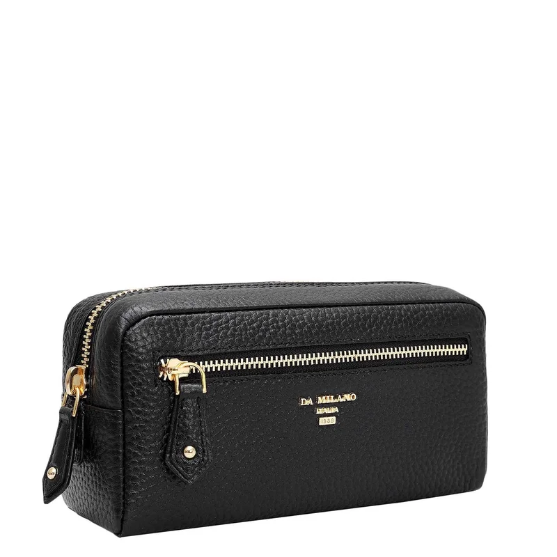 دا ميلانو Wax Leather Multi Pouch - Black